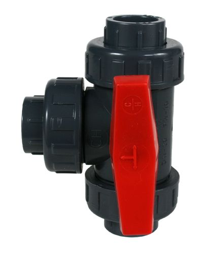 PVC 3/3 way ball valve for glueing (T bore)